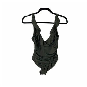 Lauren Ralph Lauren women green Ruffled One Piece Swimsuit bathing suit size 10